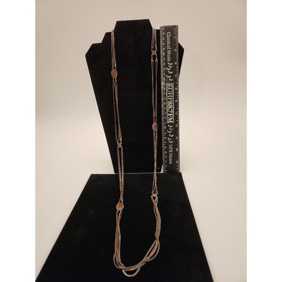 Anne Klein Couture Sterling Silver 21 in Chain Glass Necklace Vtg Estate - Picture 1 of 9